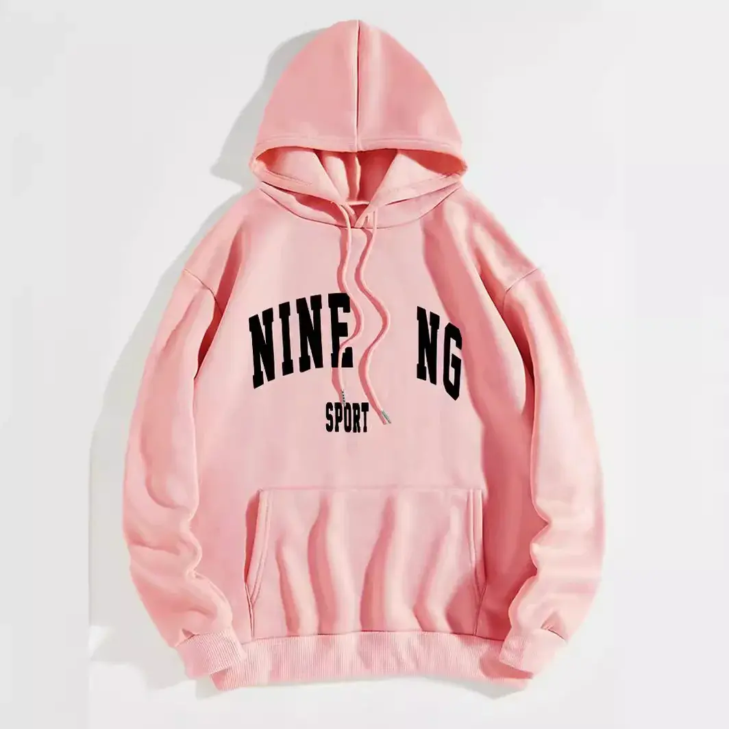 Women's Fleece Lined Hoodie Solid Color Kangaroo Pocket Drawstring Printed Hooded Sweatshirt Casual Comfortable Streetwear