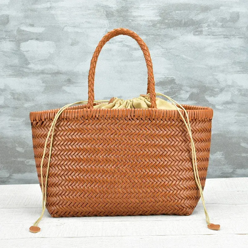 Dragon Diffusion Woven Genuine Leather French Basket Bag Trendy Women's Bag Manufacturer Global Landscape Vehicle Storage Bag