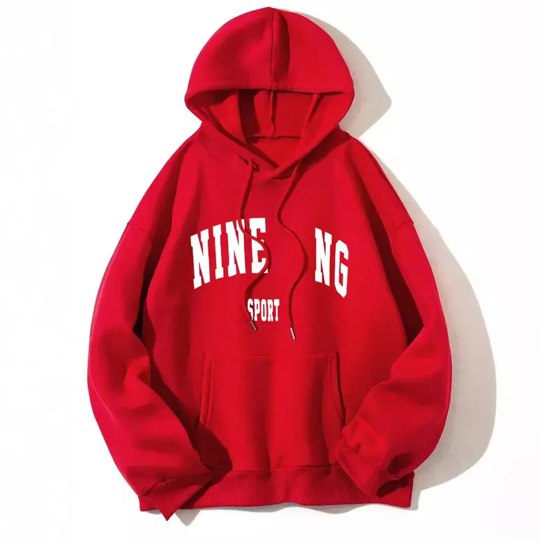 Women's Fleece Lined Hoodie Solid Color Kangaroo Pocket Drawstring Printed Hooded Sweatshirt Casual Comfortable Streetwear