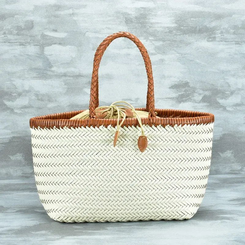 Dragon Diffusion Woven Genuine Leather French Basket Bag Trendy Women's Bag Manufacturer Global Landscape Vehicle Storage Bag