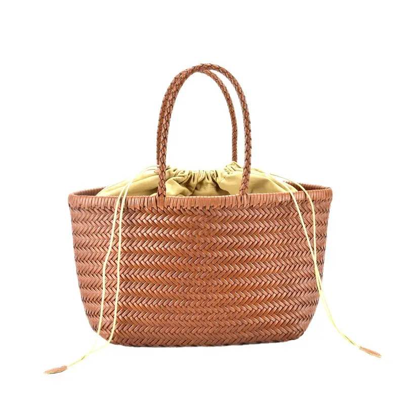 Dragon Diffusion Woven Genuine Leather French Basket Bag Trendy Women's Bag Manufacturer Global Landscape Vehicle Storage Bag