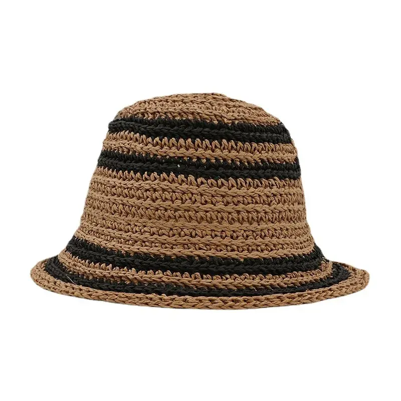 Adjustable Women's Paperbush Knitted Fishing Hat Foldable Breathable Versatile Face Slimming Outdoor Travel Farmer Hat Summer