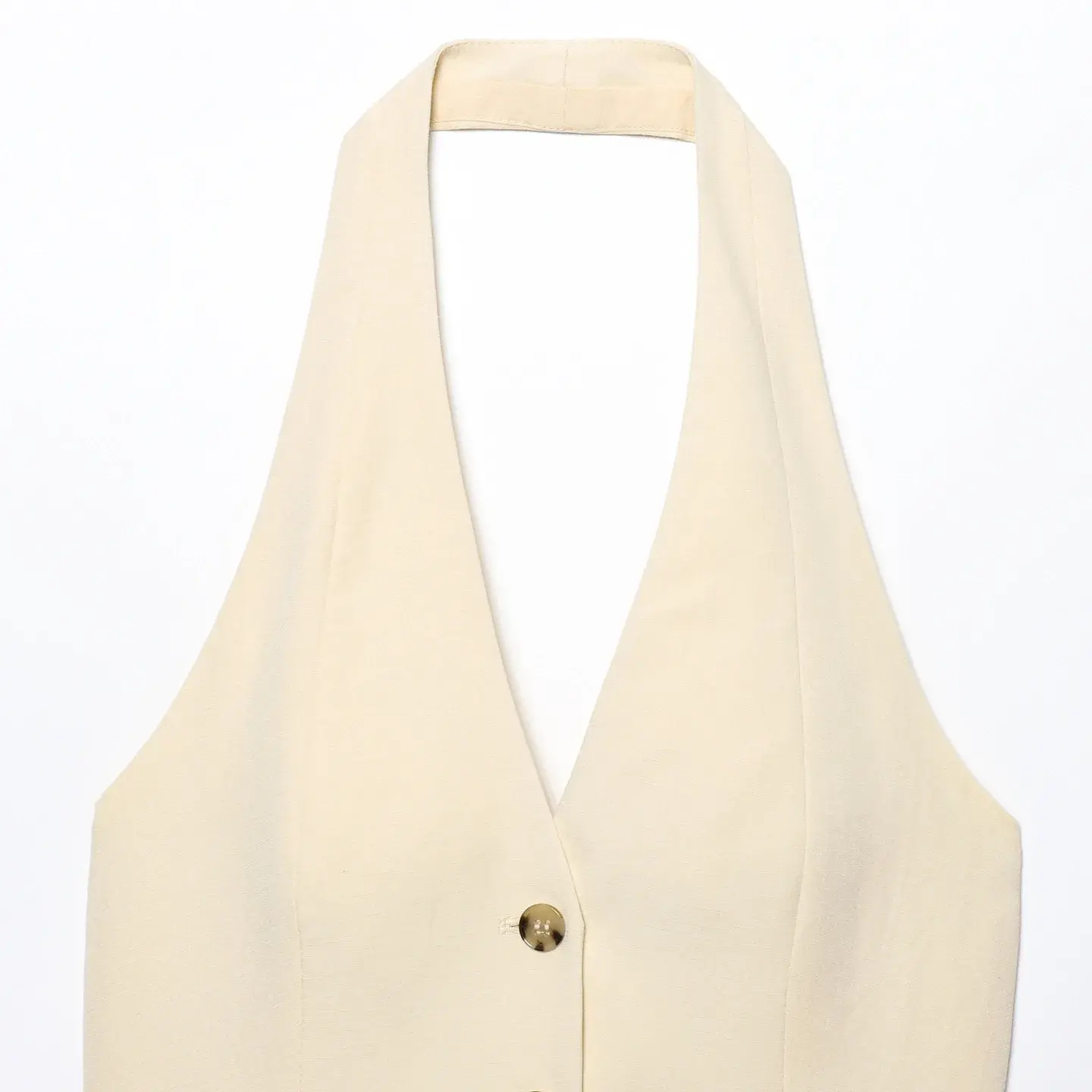 Slim Fit Hanging Neck Vest Top Women's Fashionable Tank Top Polyester Blend Fabric Color Block Design from Mainland China