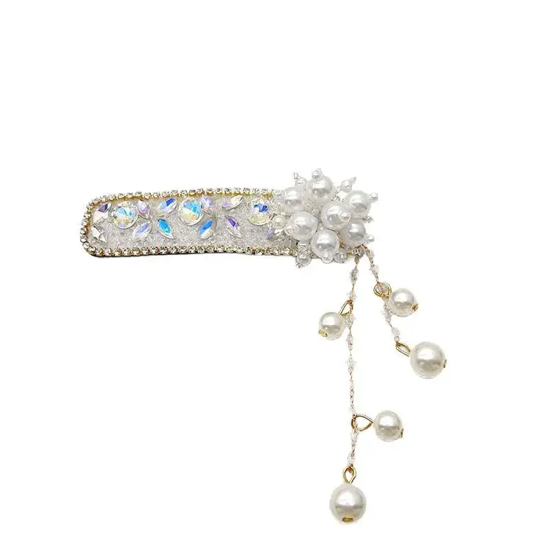 Elegant Long Pearl Tassel Hair Clip Women's High-End Feelings New Chinese Style Side Clip Hair Accessories Salon Fixed Hair Clip