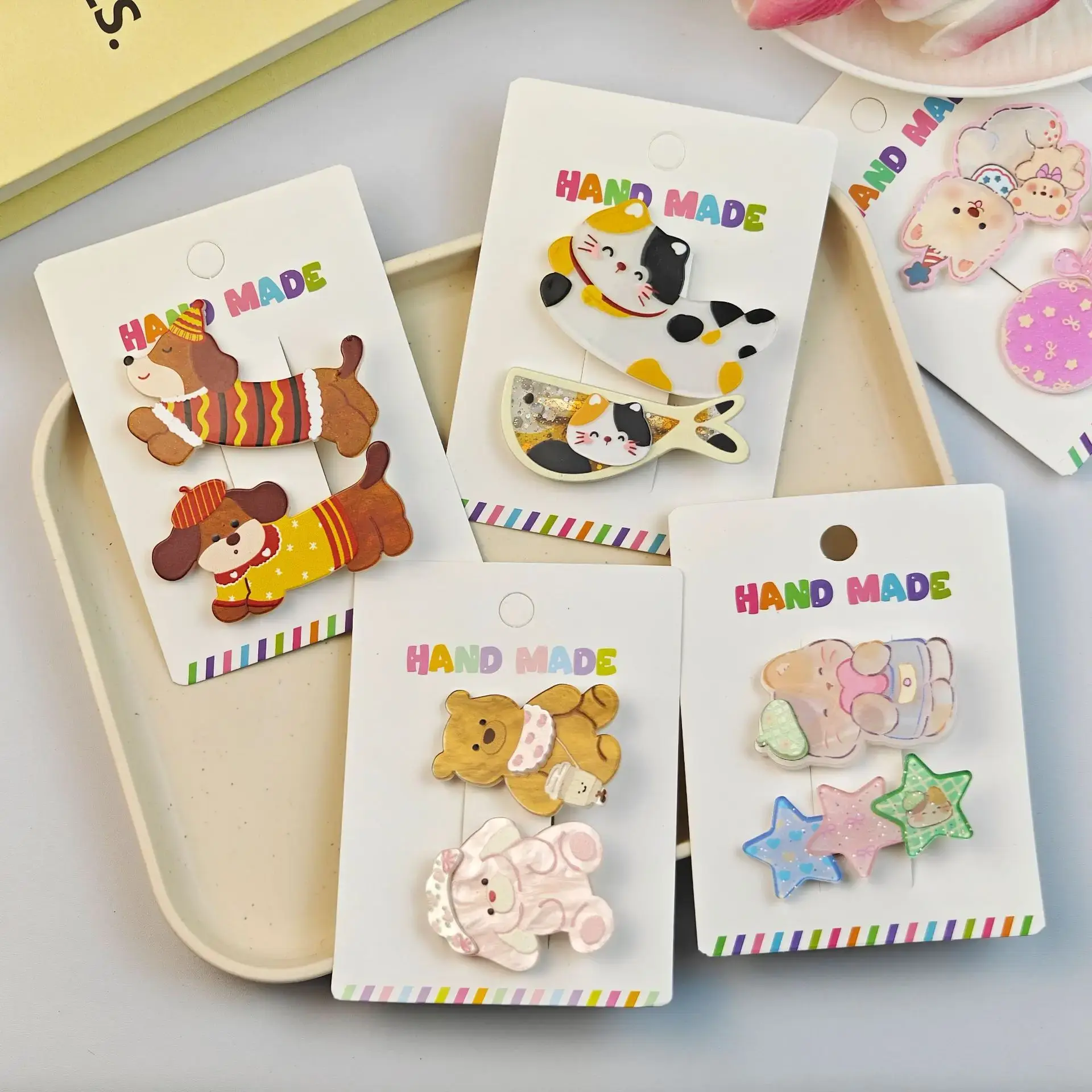 Cute Cat Dog Hair Clips Set for Girls Fashionable Sweet Hair Fringe Clips Versatile Cartoon Hair Accessories Professional Salon