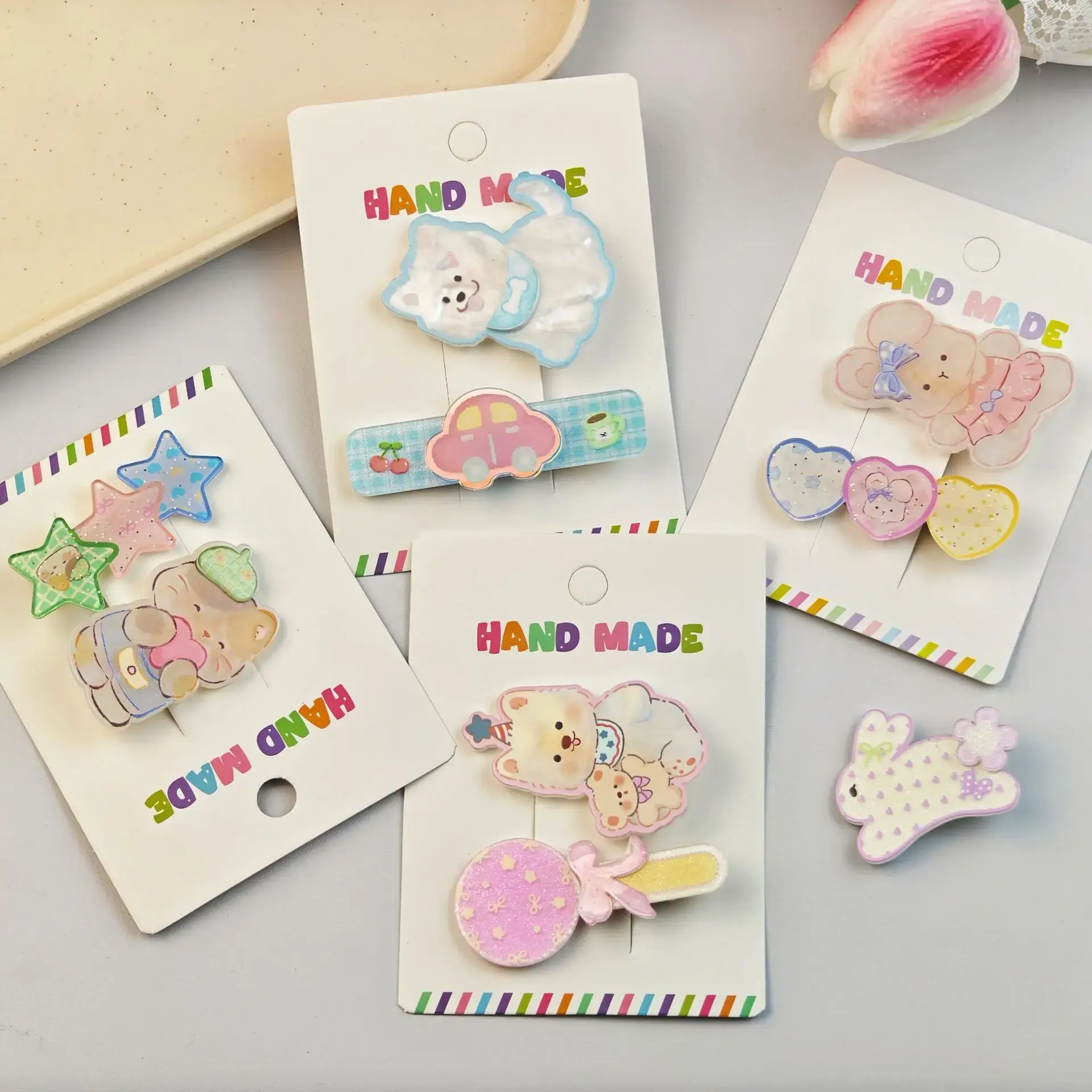 Cute Cat Dog Hair Clips Set for Girls Fashionable Sweet Hair Fringe Clips Versatile Cartoon Hair Accessories Professional Salon