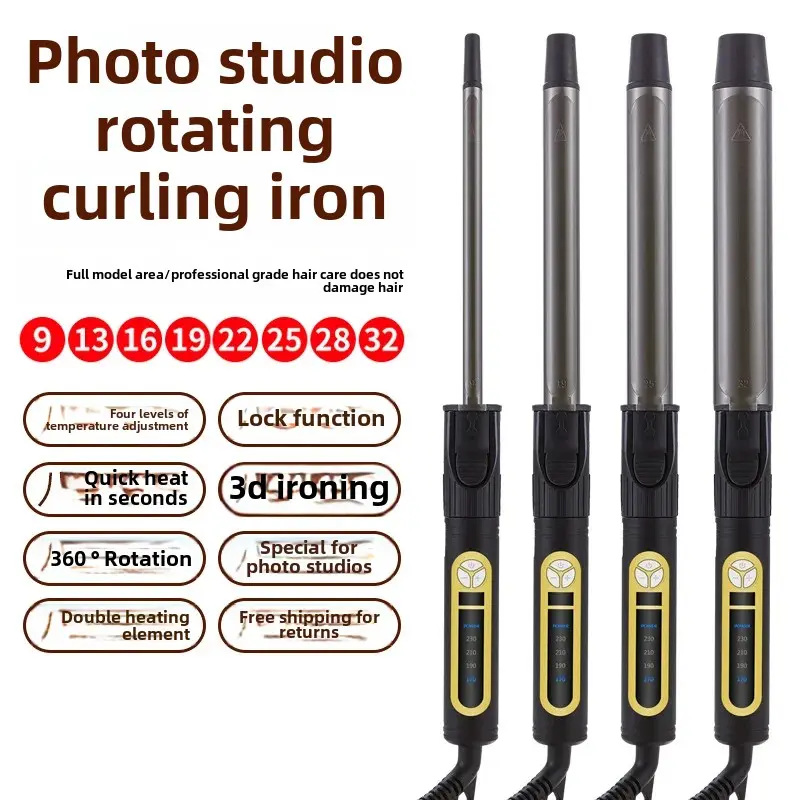 Professional Rotatable Curling Iron Large Curl for Hairdressers Long Lasting Styling Salon Tool Accessories 32mm