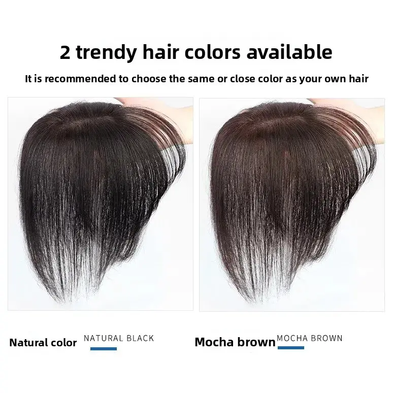 Ladies Hand-Woven Hair Extension Pieces Real Human Hair Airy Feel Side Bangs Asian Style Fake Hair Pieces for Women