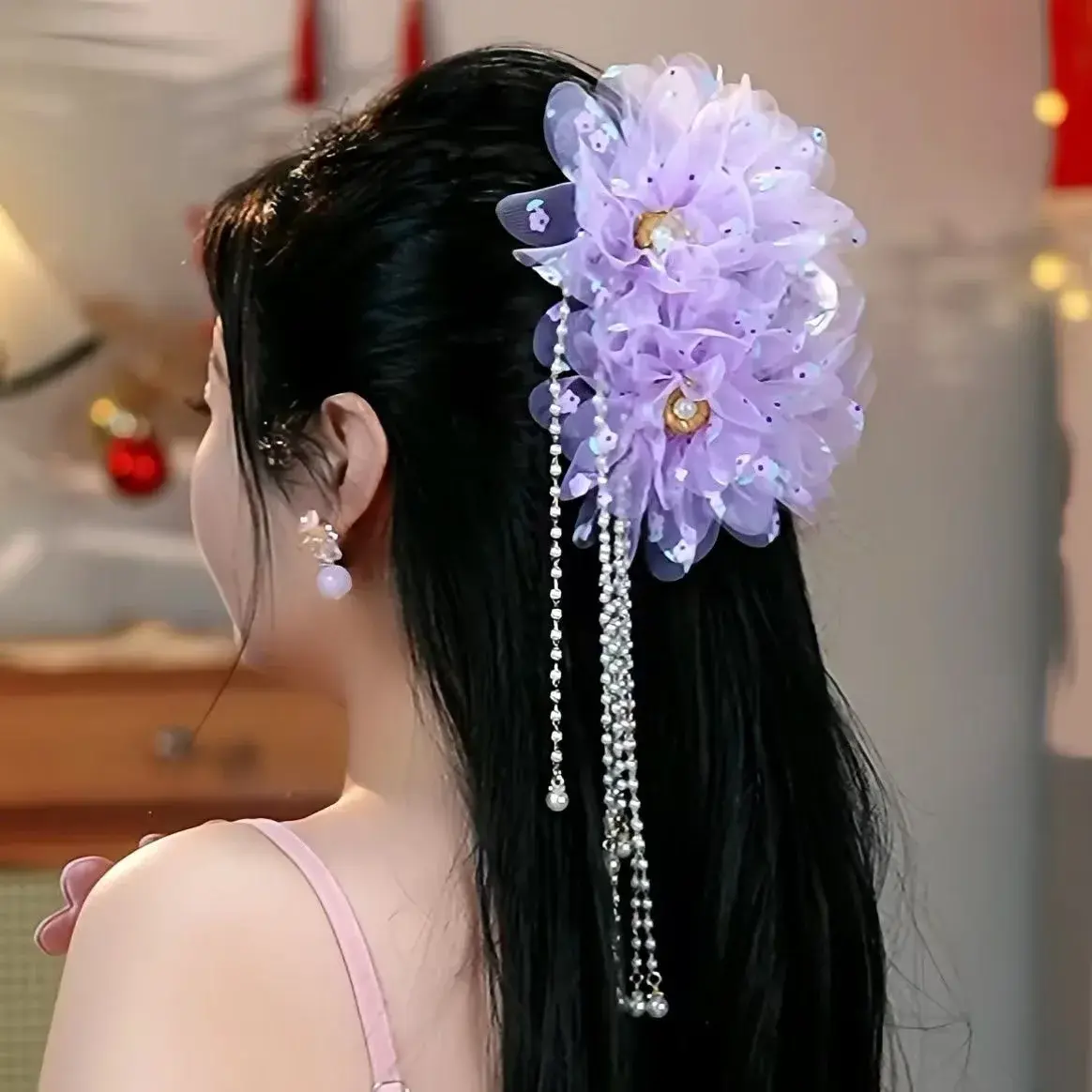 Spring New Arrival Ocean Heart Tassel Hair Claw Women's Elegant Floral Shark Headwear Professional Salon Sectioning Hair Clip