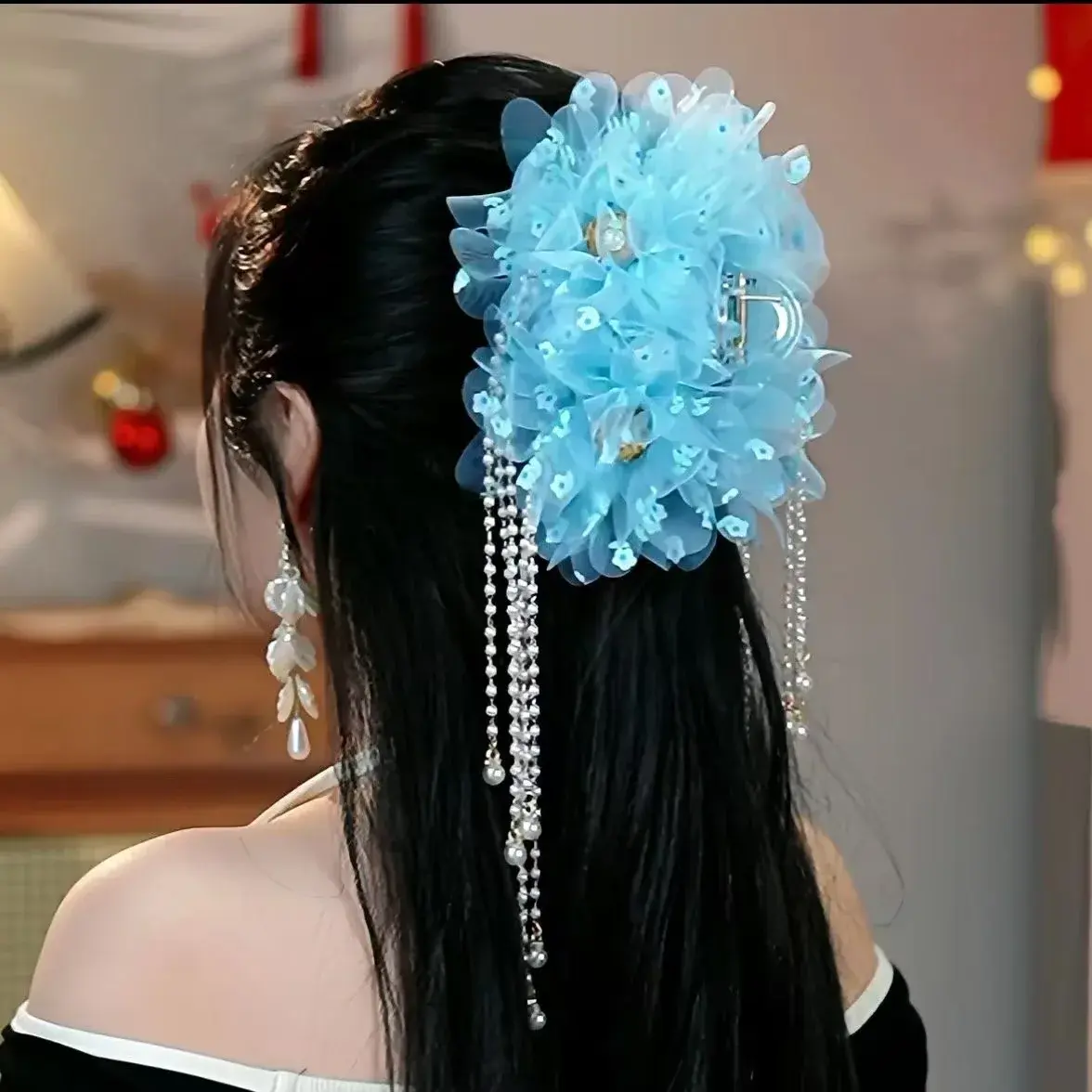 Spring New Arrival Ocean Heart Tassel Hair Claw Women's Elegant Floral Shark Headwear Professional Salon Sectioning Hair Clip