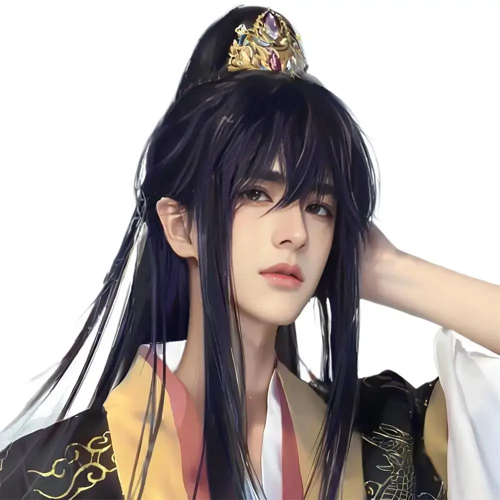 Traditional Chinese Style Hanfu Fake Long Hair High Ponytail Clip for Men And Women Cosplay Youthful New Fashion