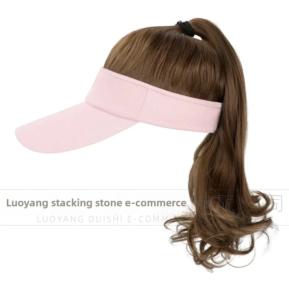 Ladies' Hat Wig with Hood Wave Pink Topless Hairdressing Personality Long Braid Synthetic Fiber Hair Extensions Asian Style