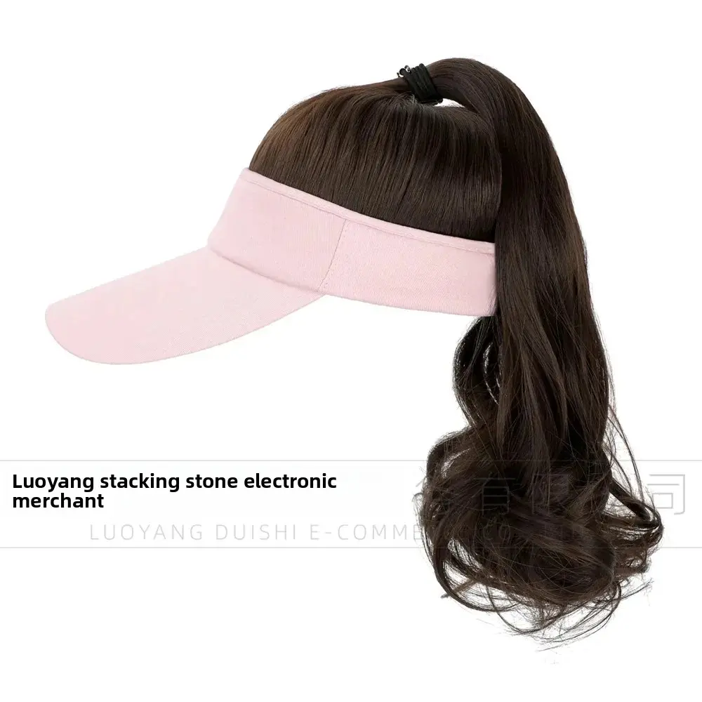 Ladies' Hat Wig with Hood Wave Pink Topless Hairdressing Personality Long Braid Synthetic Fiber Hair Extensions Asian Style