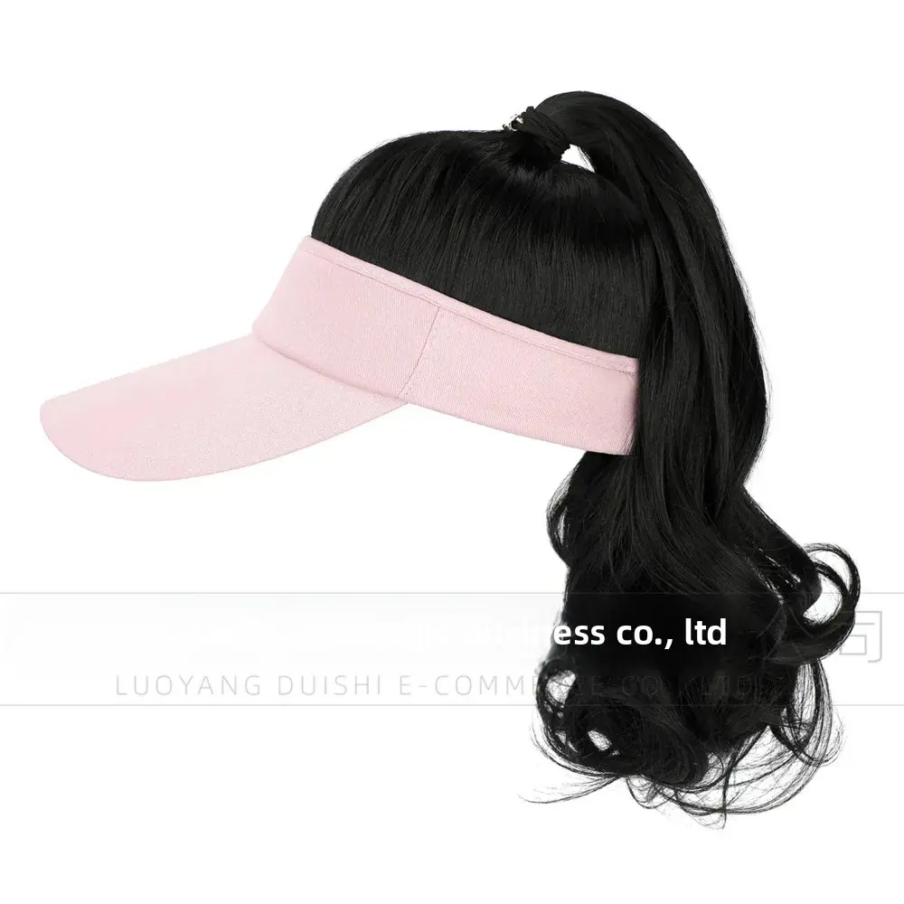 Ladies' Hat Wig with Hood Wave Pink Topless Hairdressing Personality Long Braid Synthetic Fiber Hair Extensions Asian Style