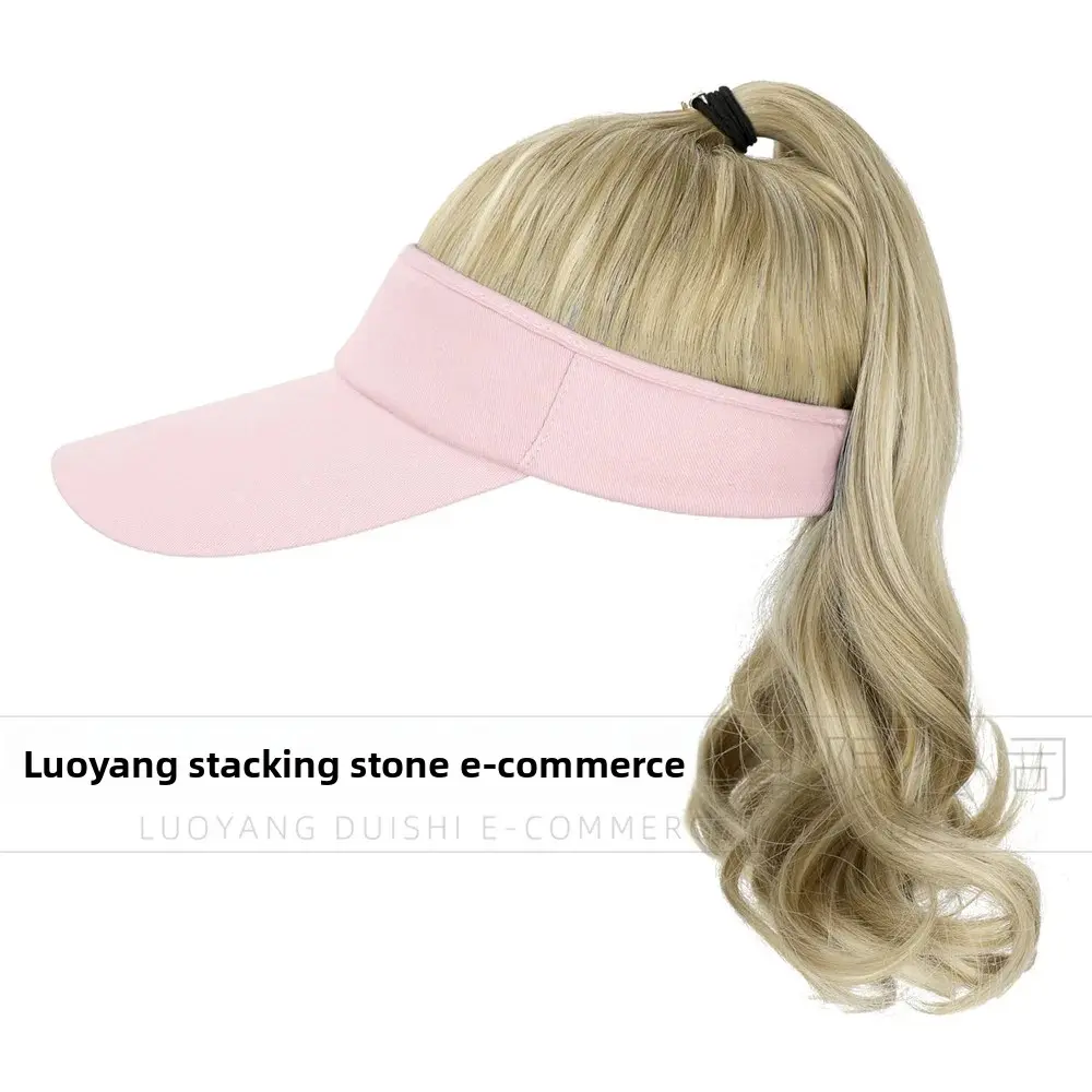 Ladies' Hat Wig with Hood Wave Pink Topless Hairdressing Personality Long Braid Synthetic Fiber Hair Extensions Asian Style