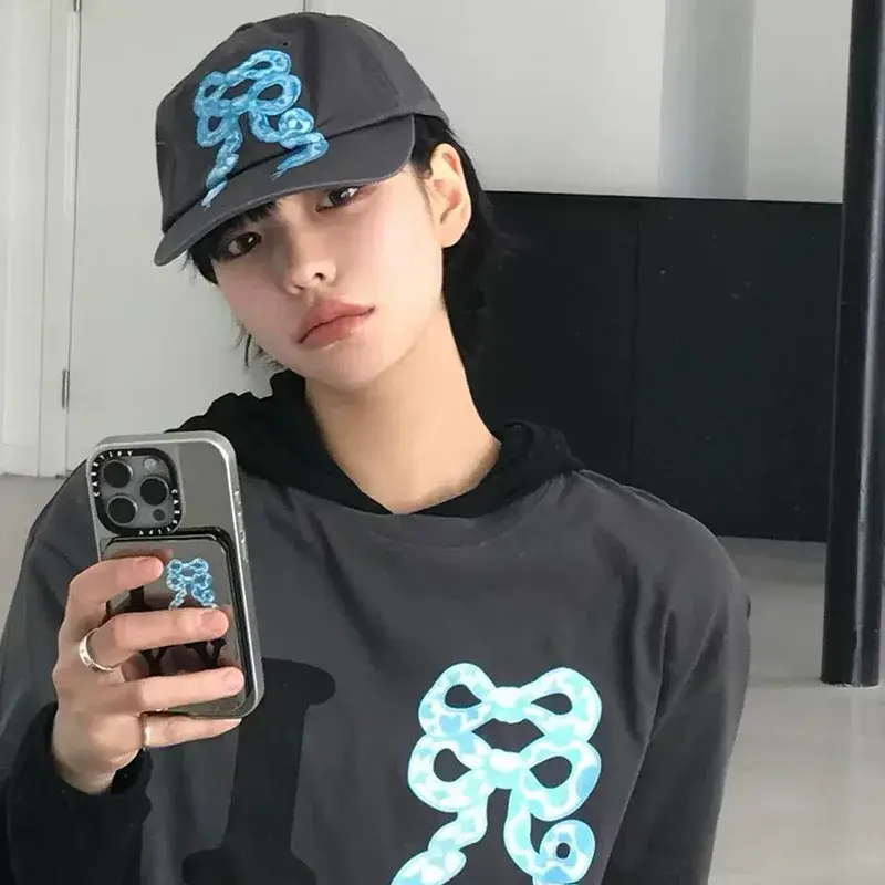 Limited Edition Snake Year Grey Soft Top Baseball Cap Women's Korean Streetwear Brand Couple's Hat Face Slimming Trend