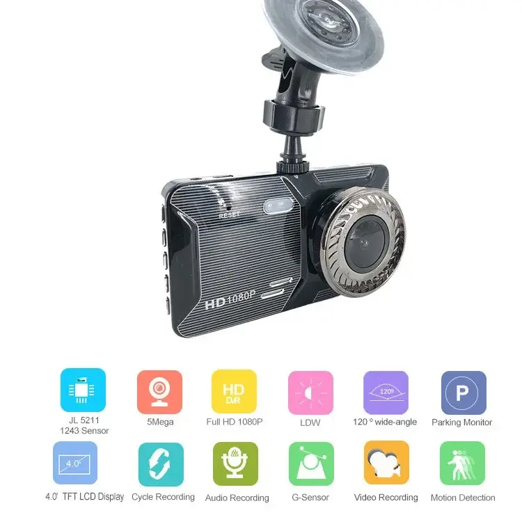 Cross-Border Zinc Alloy 4-Inch Dual Lens Touch Screen Dash Cam Private Model IPS Screen High Definition Recorder Rearview Camera