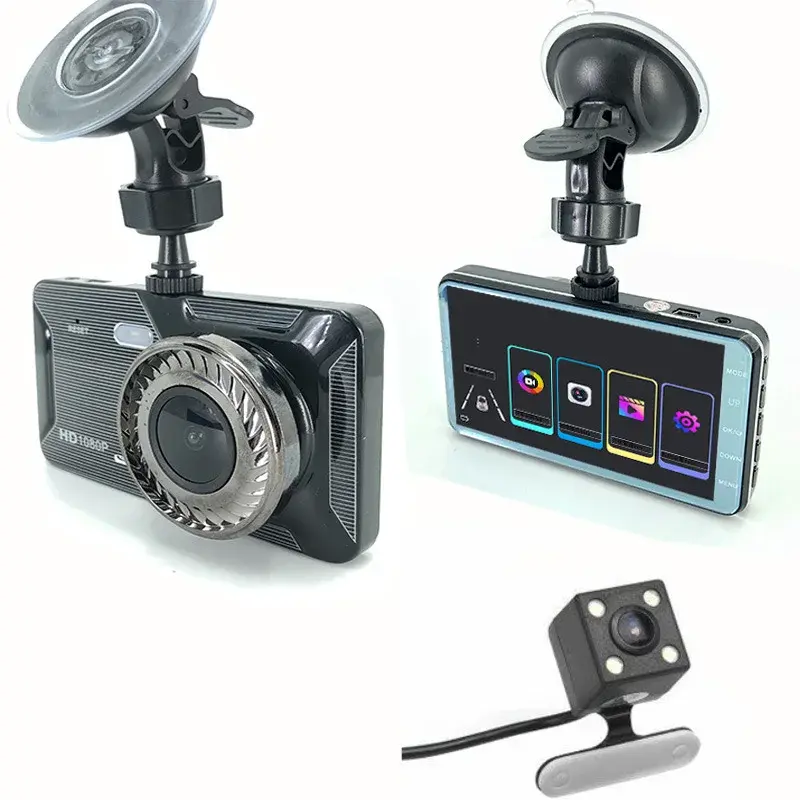 Cross-Border Zinc Alloy 4-Inch Dual Lens Touch Screen Dash Cam Private Model IPS Screen High Definition Recorder Rearview Camera