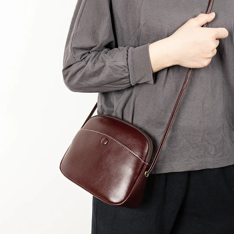 2024 New Style Women's Soft Genuine Leather Phone Bag Casual Crossbody Fashionable Versatile Single Shoulder Bag Lightweight