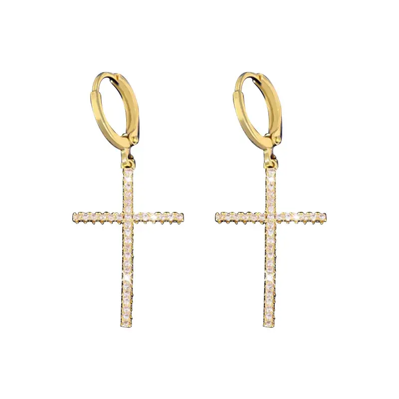 Elegant Vintage Cross Body Jewelry Women's Fashionable Micro-Paved Diamond Studded Court Style Earrings Trendy Accessories