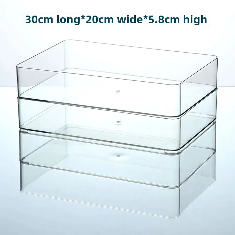 Transparent Acrylic Long Rectangle Storage Box Desktop Organizer For Cosmetics Stationery Pens Kitchen Utensils Chopsticks