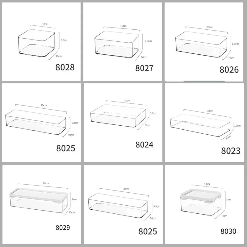 Transparent Acrylic Long Rectangle Storage Box Desktop Organizer For Cosmetics Stationery Pens Kitchen Utensils Chopsticks