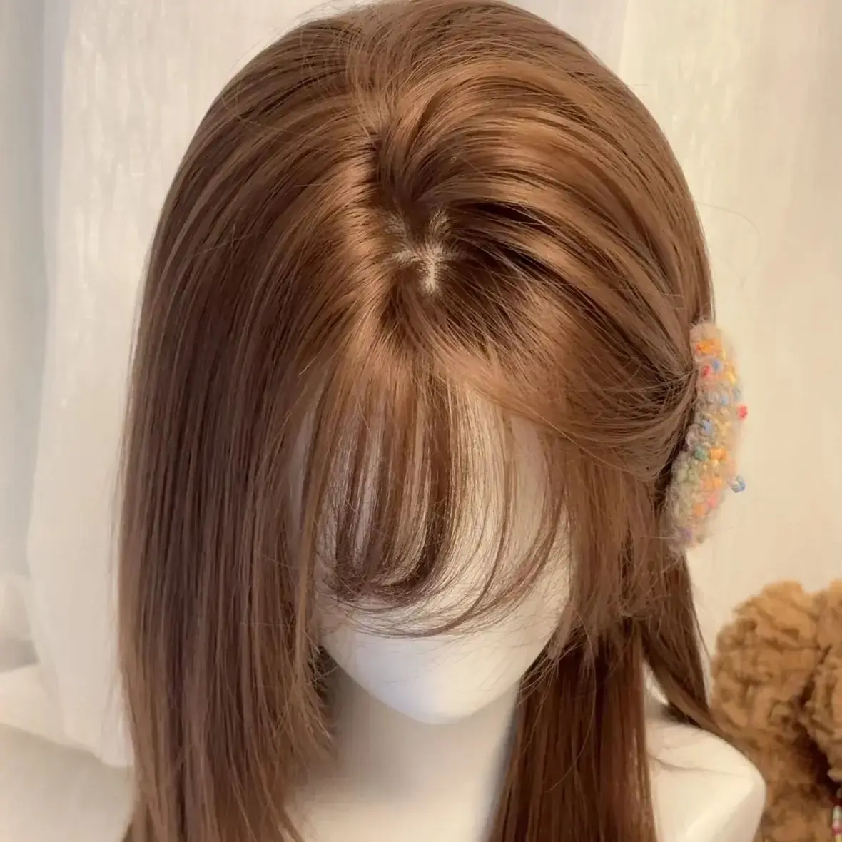 Yiduo Women's Long Straight Hair Wig Short Bangs Lolita Style Full Head Cover Natural Looking Daily Wear Atmosphere Sensation