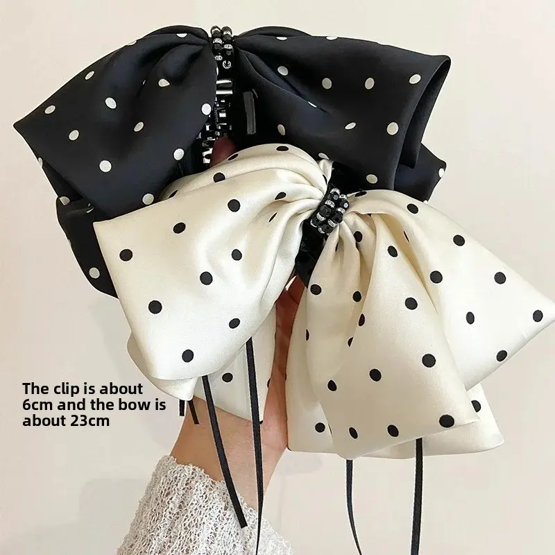 New Butterfly Knot Hair Clip Satin Polka Dot Hair Accessory Professional Salon Hair Division Fixed Hair Clip Chinese Origin