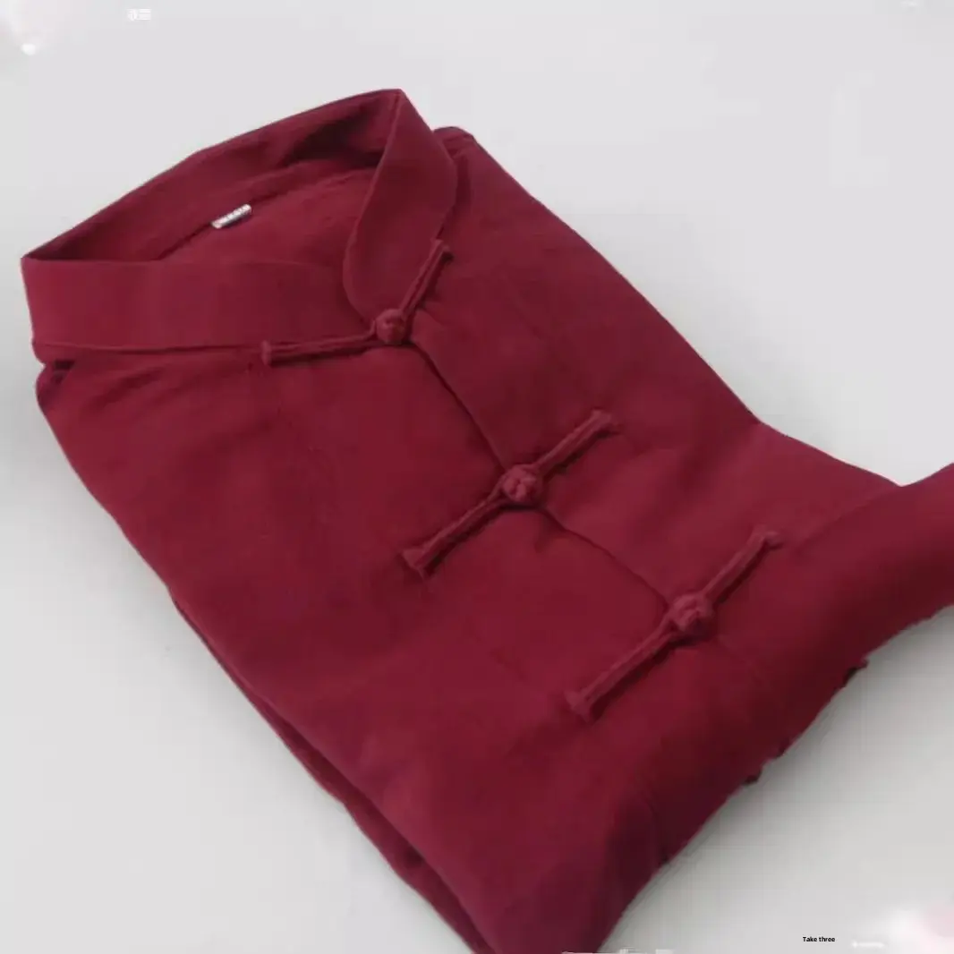 Chinese Style New Cotton Old Coarse Tang Suit Long Sleeve Stand Collar Gentleman's Clothing Casual For Middle-Aged And Elderly