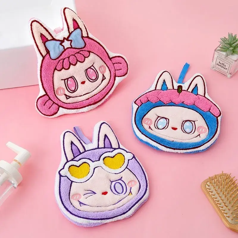 Thickened Absorbent Hanging Hand Towel Kitchen Bathroom Cute Children's Handkerchief New Style Luffa Hand Towel for Home Use