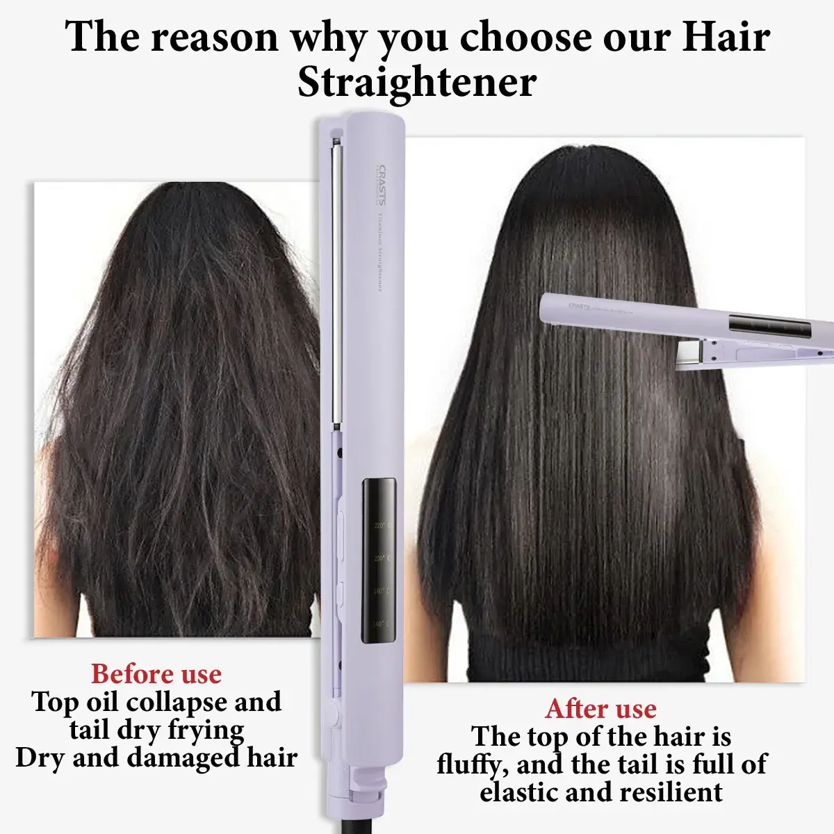 Multi-temperature Display Straightening Iron Hair Salon Styling Electric Clamp Brush Straightener And Curling Tool