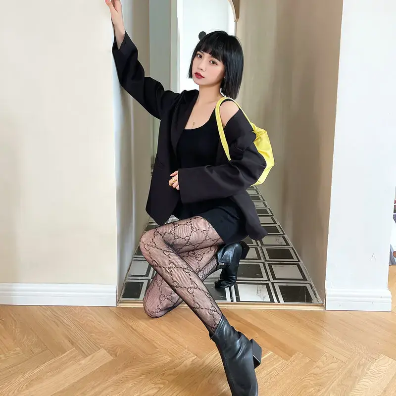 Spring Summer New Japanese Style Hollow Out Fishing Net Stockings Pure Silk Slimming Leg Beautifying Sexy Silk Bow Pantyhose