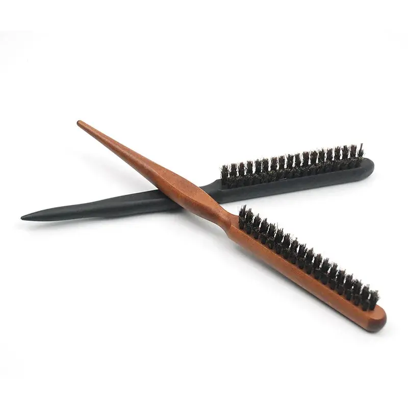 Professional Hair Salon Comb Three Rows Wooden Pig Brush Style Curling Volumizing Comb End Tail Comb Beauty Makeup Tool In Stock