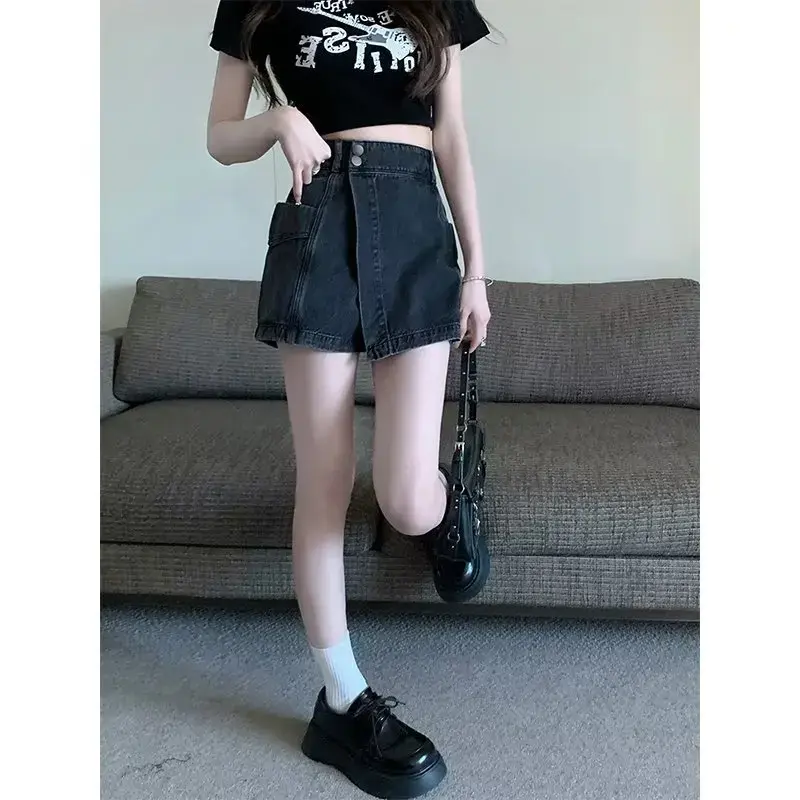 A- Line Denim Mini Dress Women's High-Waisted Slimming Cotton Skort Korean Style Student Shorts Trendy Summer 2023