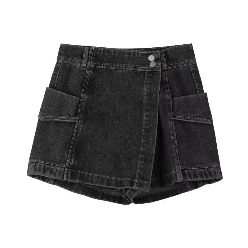 A- Line Denim Mini Dress Women's High-Waisted Slimming Cotton Skort Korean Style Student Shorts Trendy Summer 2023