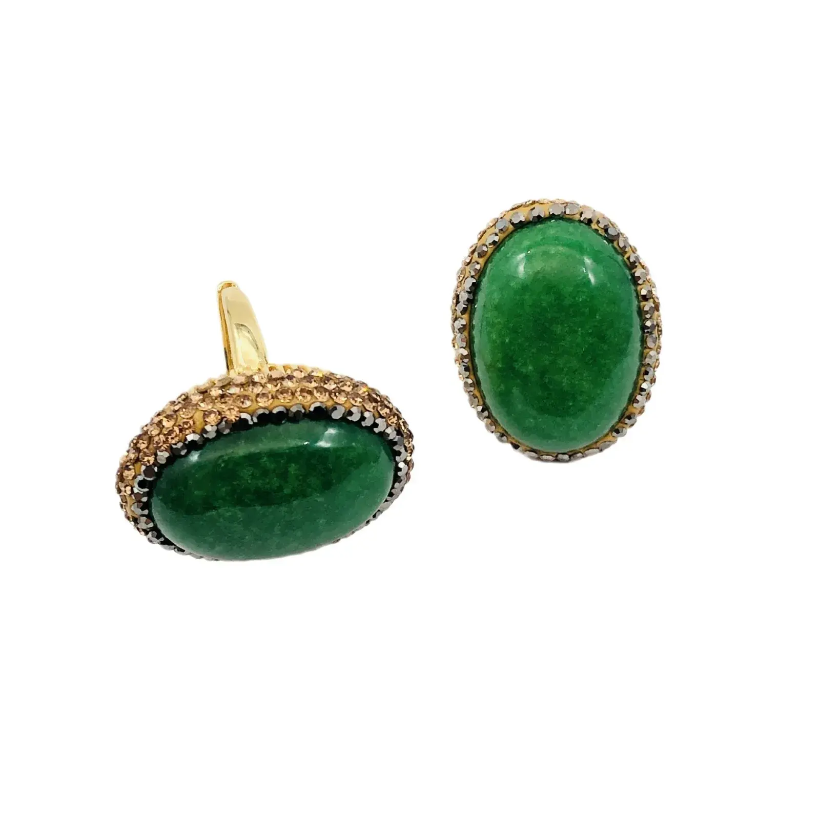 Malayi Jade Ring Green Oval Large Ring Face Women's Vintage Fashion Light Luxury Hollow Design Unique Finger Ring