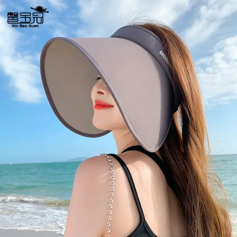 Women's Summer Outdoor UV Protection Hat Big Brim Sunshade Cap Face Covering UPF+ Lace Net Hat Empty Top Hat for Outdoors