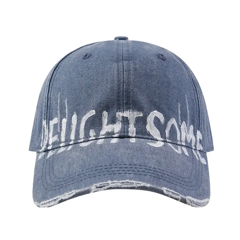 Washed Vintage American Style Baseball Cap Women Soft Top Letter Embroidery Small Face Wide Brim Hat Breathable Mesh Cap