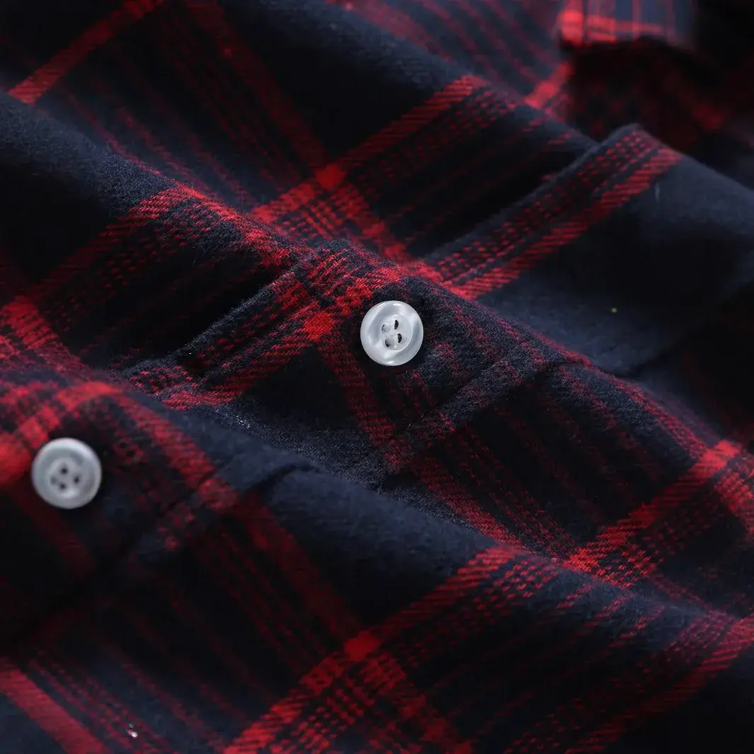 Casual Plaid Long Sleeve Men's Shirt Redsanding Business Fashion Outerwear Spring Autumn/Winter Cross-border Supply