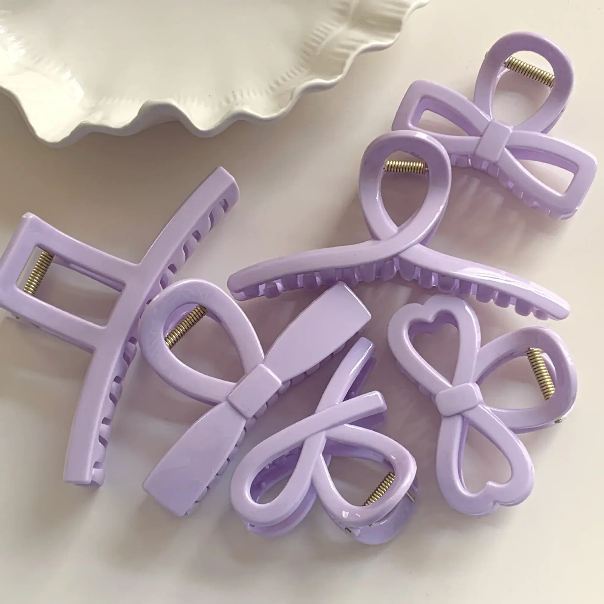 Delicate Fresh Butterfly Knot Hair Clip Sweet Personality Fashion Cream Purple Shark Clamp Half Updo Bun Professional Salon Fixa