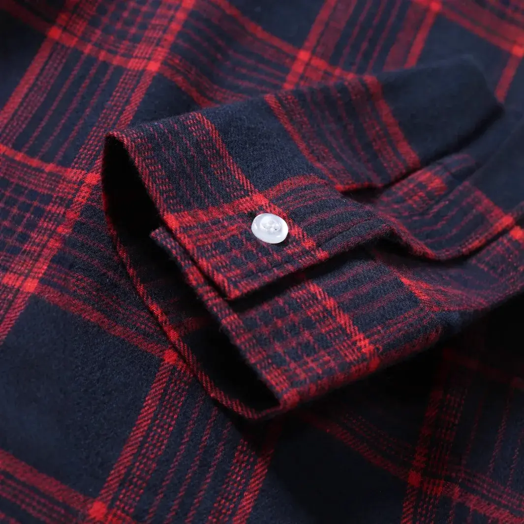 Casual Plaid Long Sleeve Men's Shirt Redsanding Business Fashion Outerwear Spring Autumn/Winter Cross-border Supply