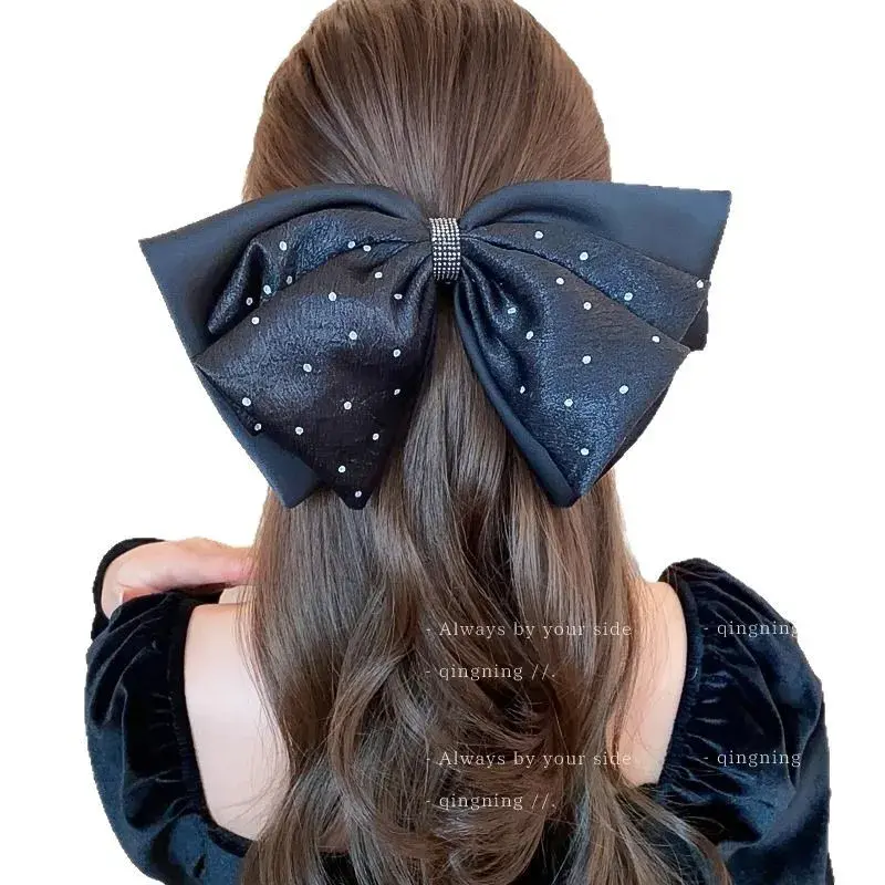 Spring Loaded Butterfly Knot Hair Clip Polka Dot Elegant Half Updo Vintage Feel High End Hair Accessories Salon Grade