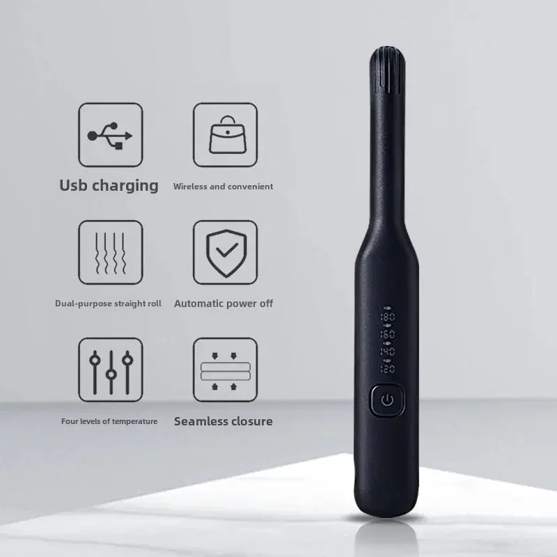Portable Mini USB Charging Wireless Narrow Version Hair Straightener And Curling Iron for Men Salon Tool Accessories