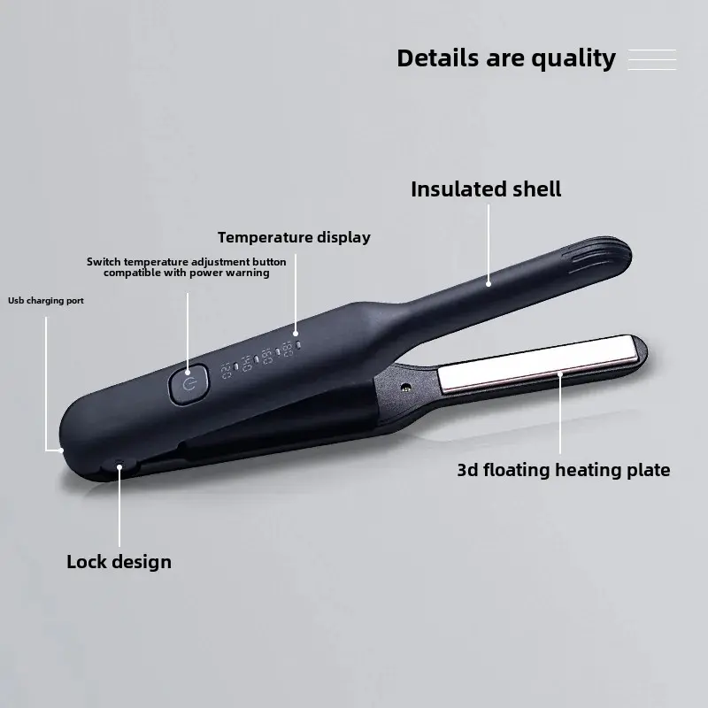 Portable Mini USB Charging Wireless Narrow Version Hair Straightener And Curling Iron for Men Salon Tool Accessories