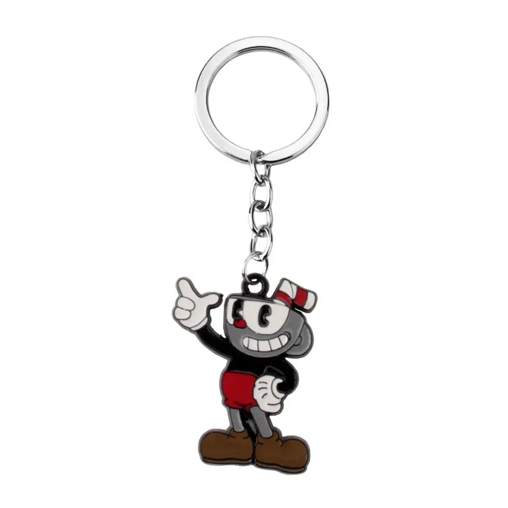 New Cuphead Game Alloy Keychain Tea Cup Head Character Pendant Cross-Border Decoration Metal Material Key Accessories
