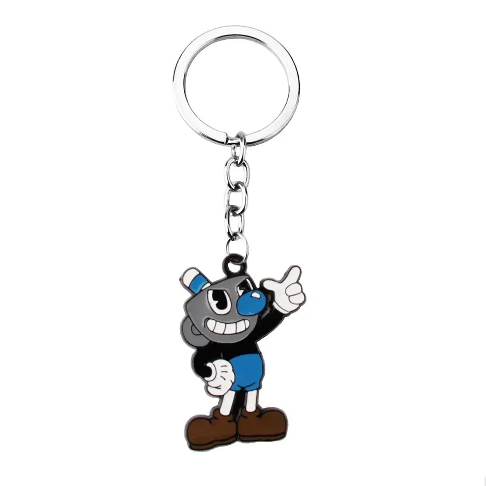 New Cuphead Game Alloy Keychain Tea Cup Head Character Pendant Cross-Border Decoration Metal Material Key Accessories