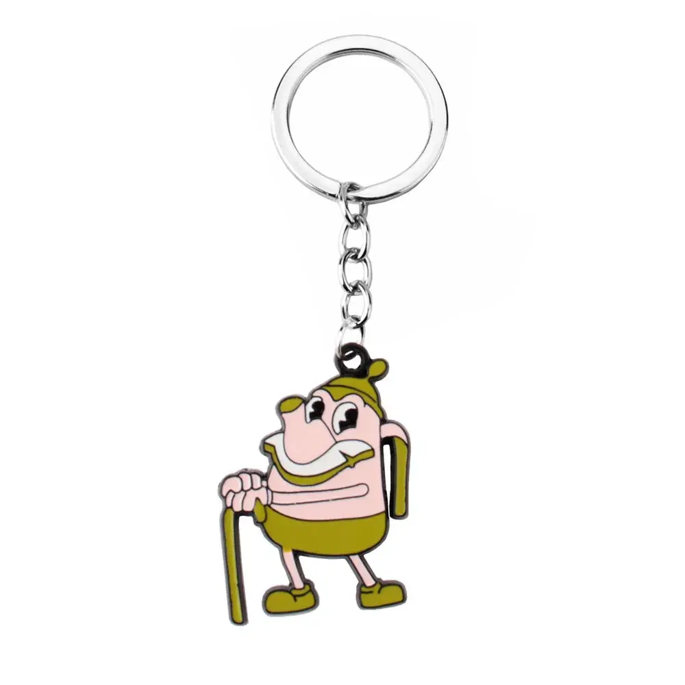New Cuphead Game Alloy Keychain Tea Cup Head Character Pendant Cross-Border Decoration Metal Material Key Accessories