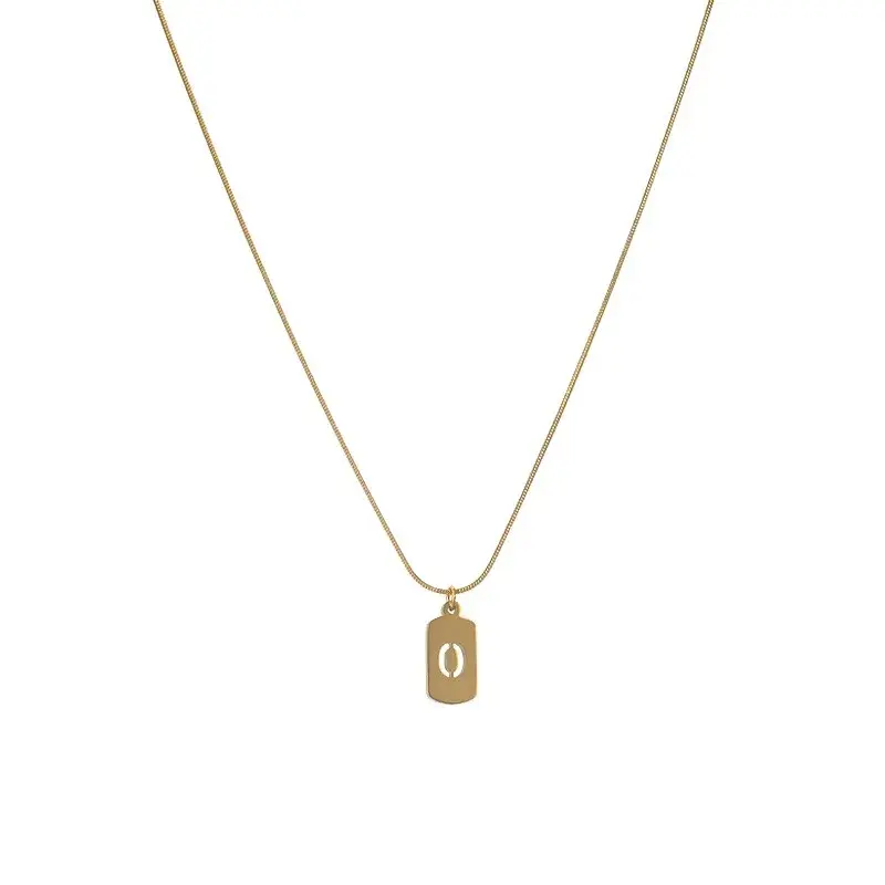 Your Lucky Number Stainless Steel Necklace Simple Versatile Clavicle Chain Trendy Overlay Square Tag Collar For Men And Women