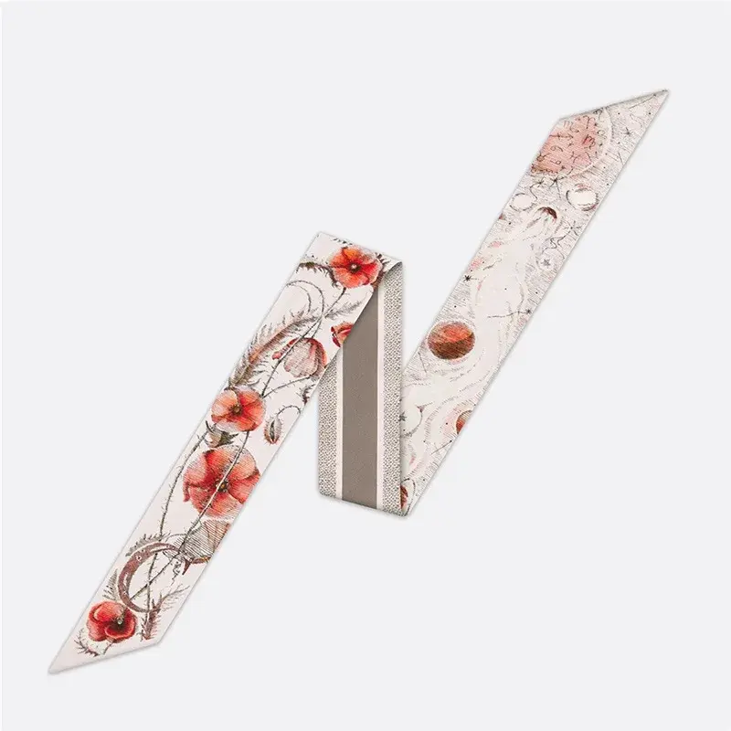Vintage Chinese Style Silk Scarf Letter Surname Decorative Wrap Around Neck Tie Hair Band Narrow Neck Tie Gift