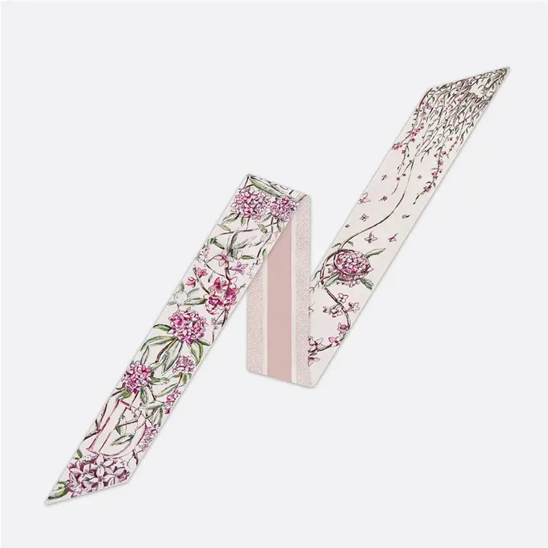 Vintage Chinese Style Silk Scarf Letter Surname Decorative Wrap Around Neck Tie Hair Band Narrow Neck Tie Gift